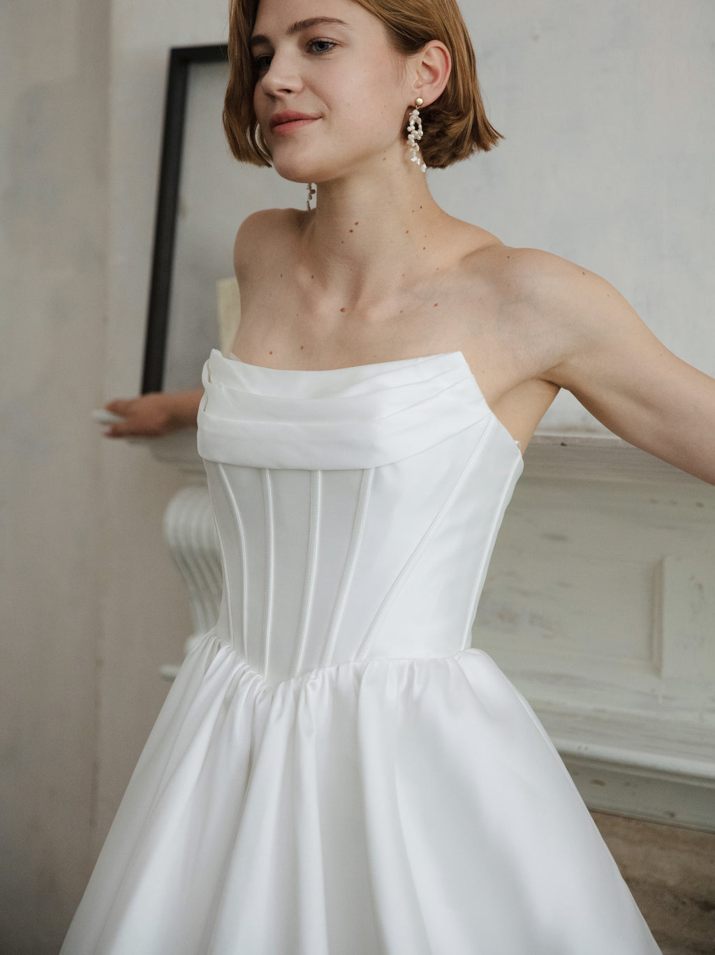 Corset Wedding Dress - Strapless Mini Bridal Dress