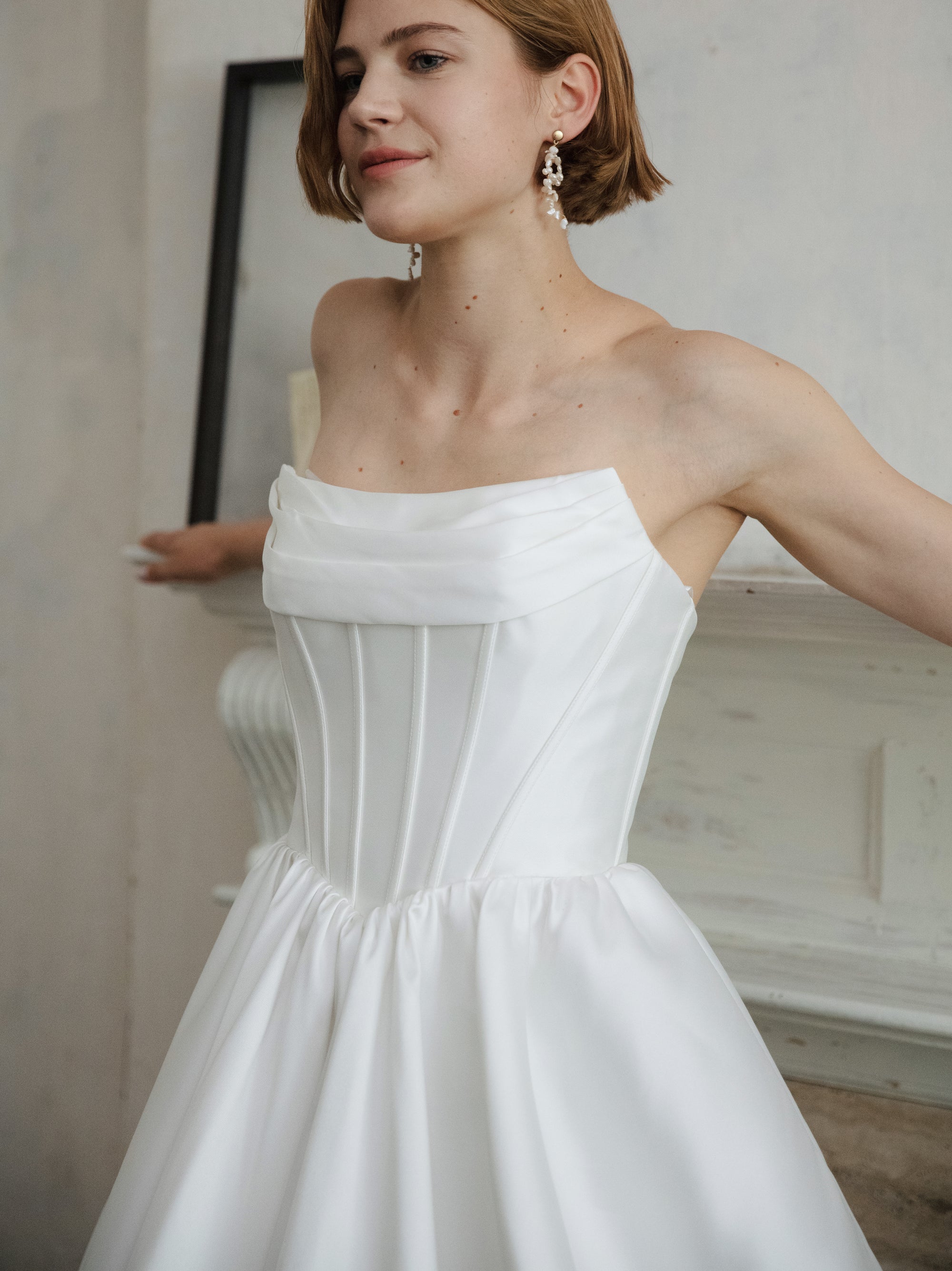 Corset Wedding Dress - Strapless Mini Bridal Dress