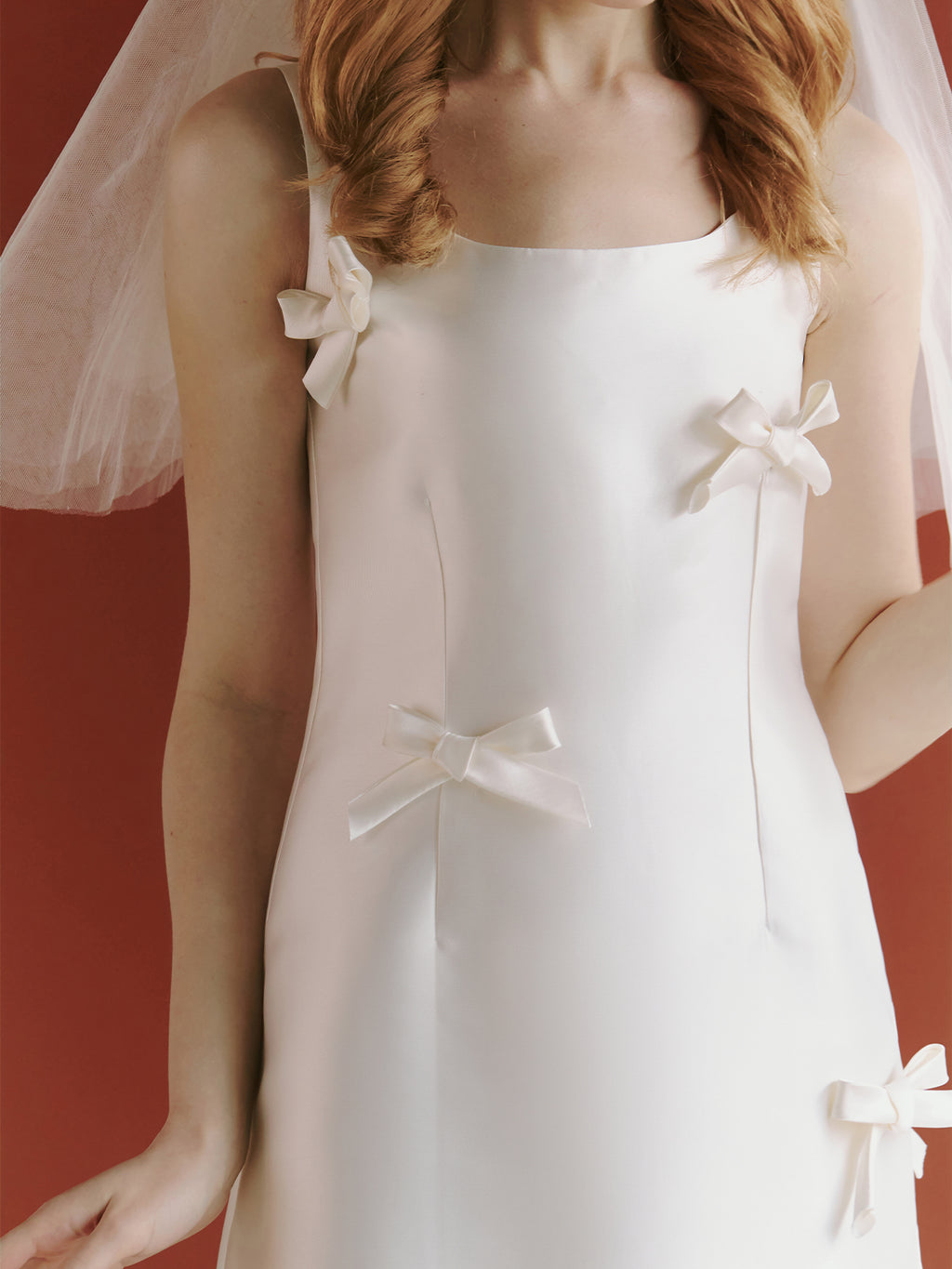 Satin Short Wedding Dress with Bows