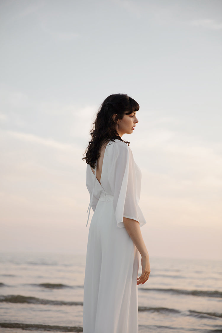 White V-neckline Jumpsuit