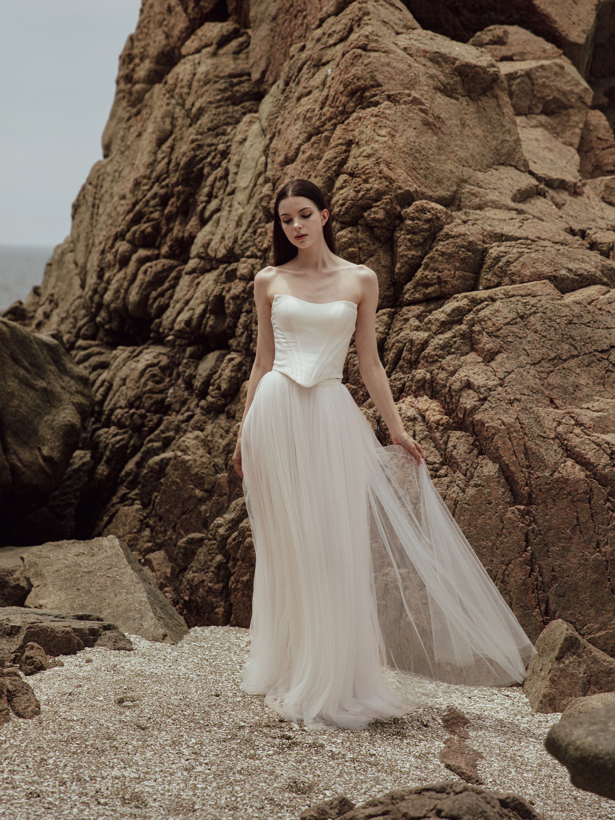 Tulle Skirt Two Piece Set - Corset Wedding Dress