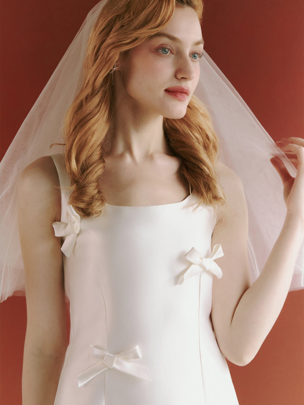 Satin Short Wedding Dress with Bows