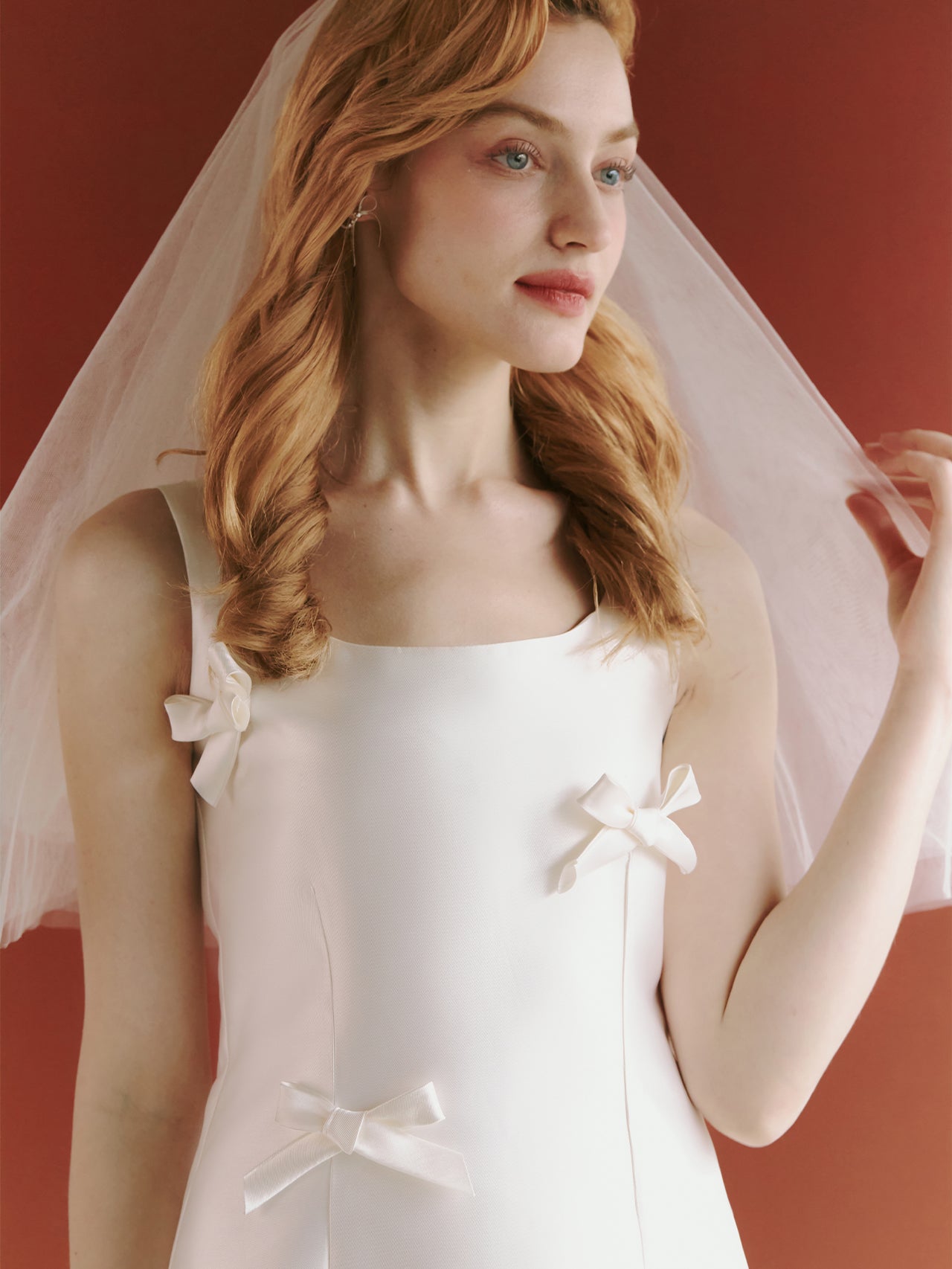 Satin Short Wedding Dress with Bows