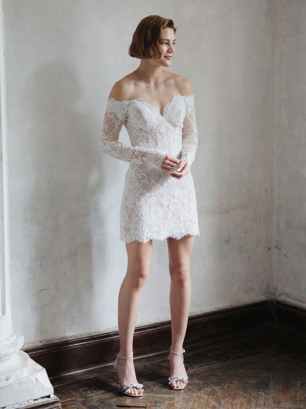 Short Lace Wedding Dress - Off Shoulder Party Dress