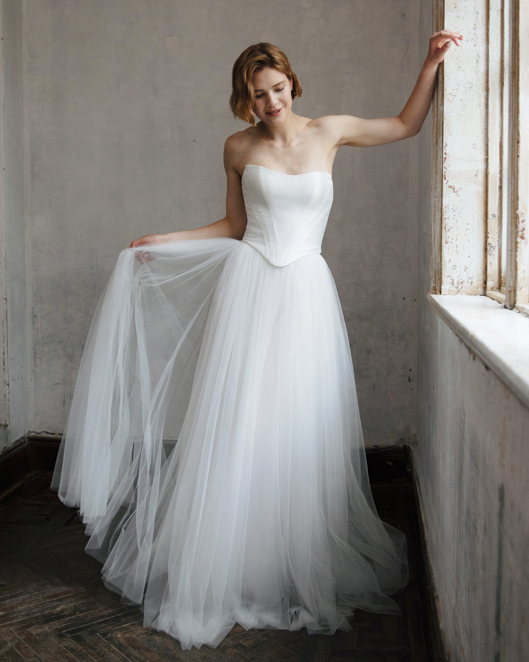 Tulle Skirt Two Piece Set - Corset Wedding Dress
