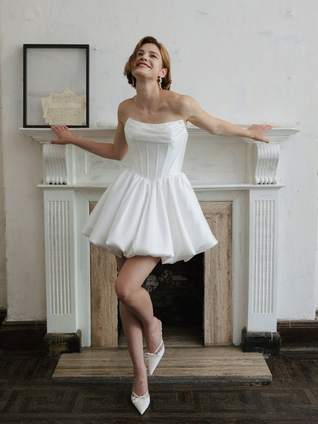Corset Wedding Dress - Strapless Mini Bridal Dress