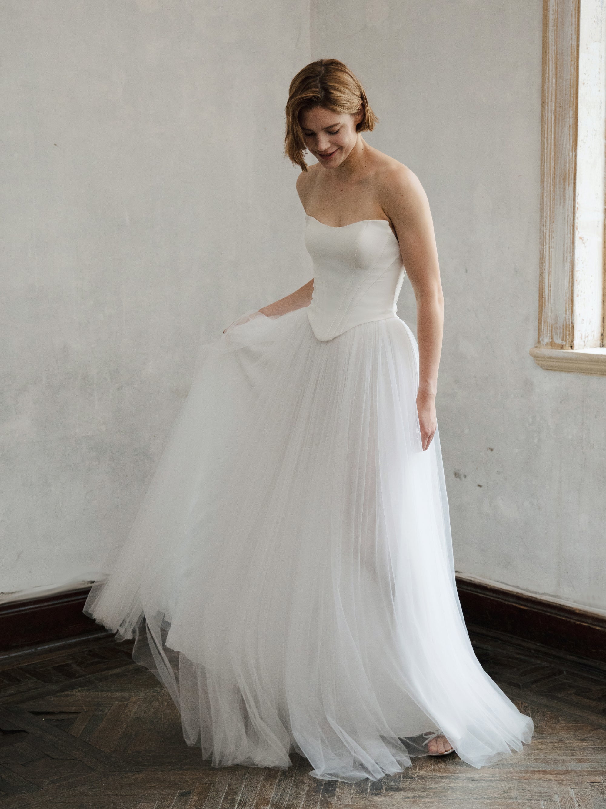 Tulle Skirt Two Piece Set - Corset Wedding Dress