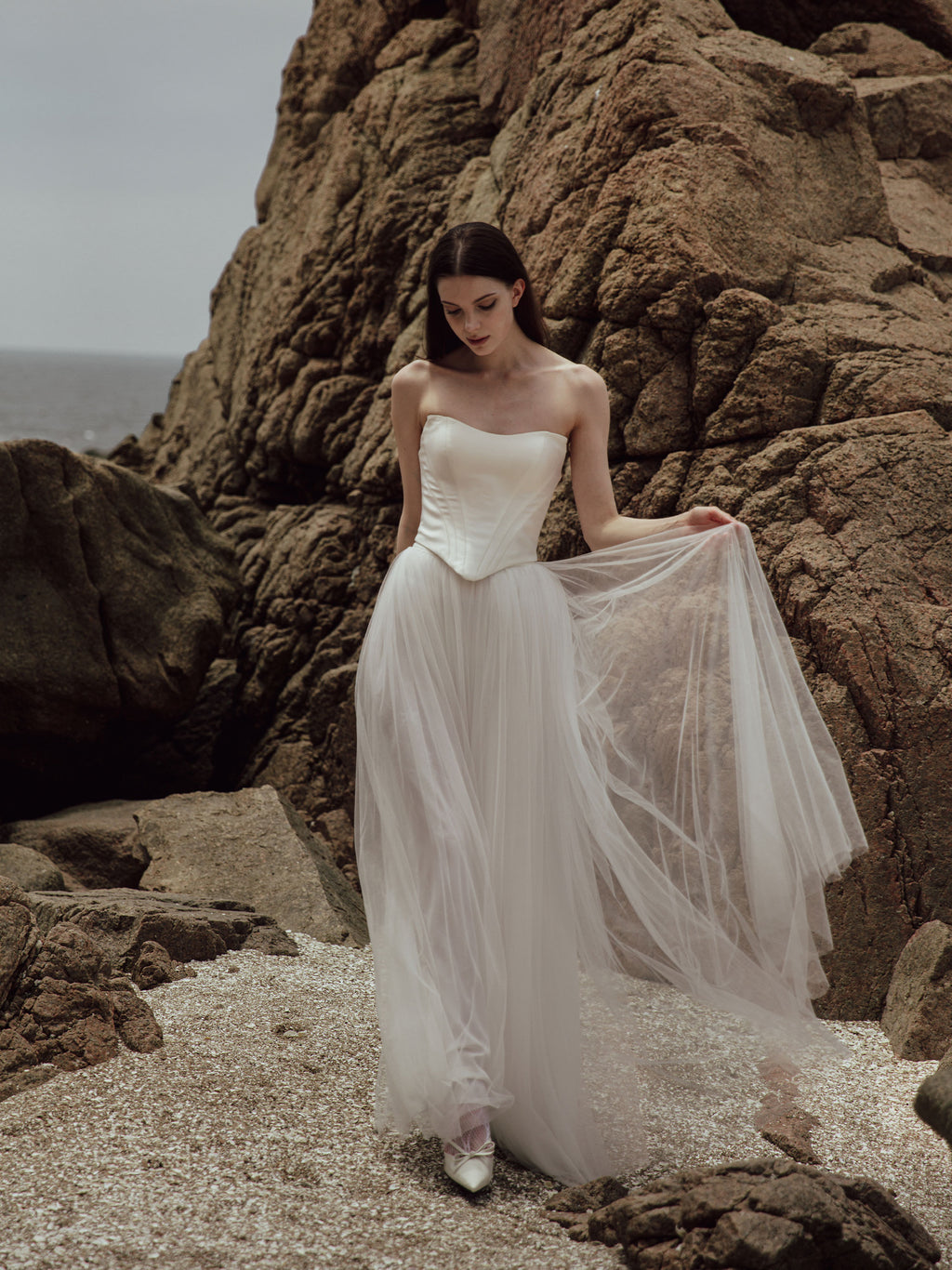 Tulle Skirt Two Piece Set - Corset Wedding Dress