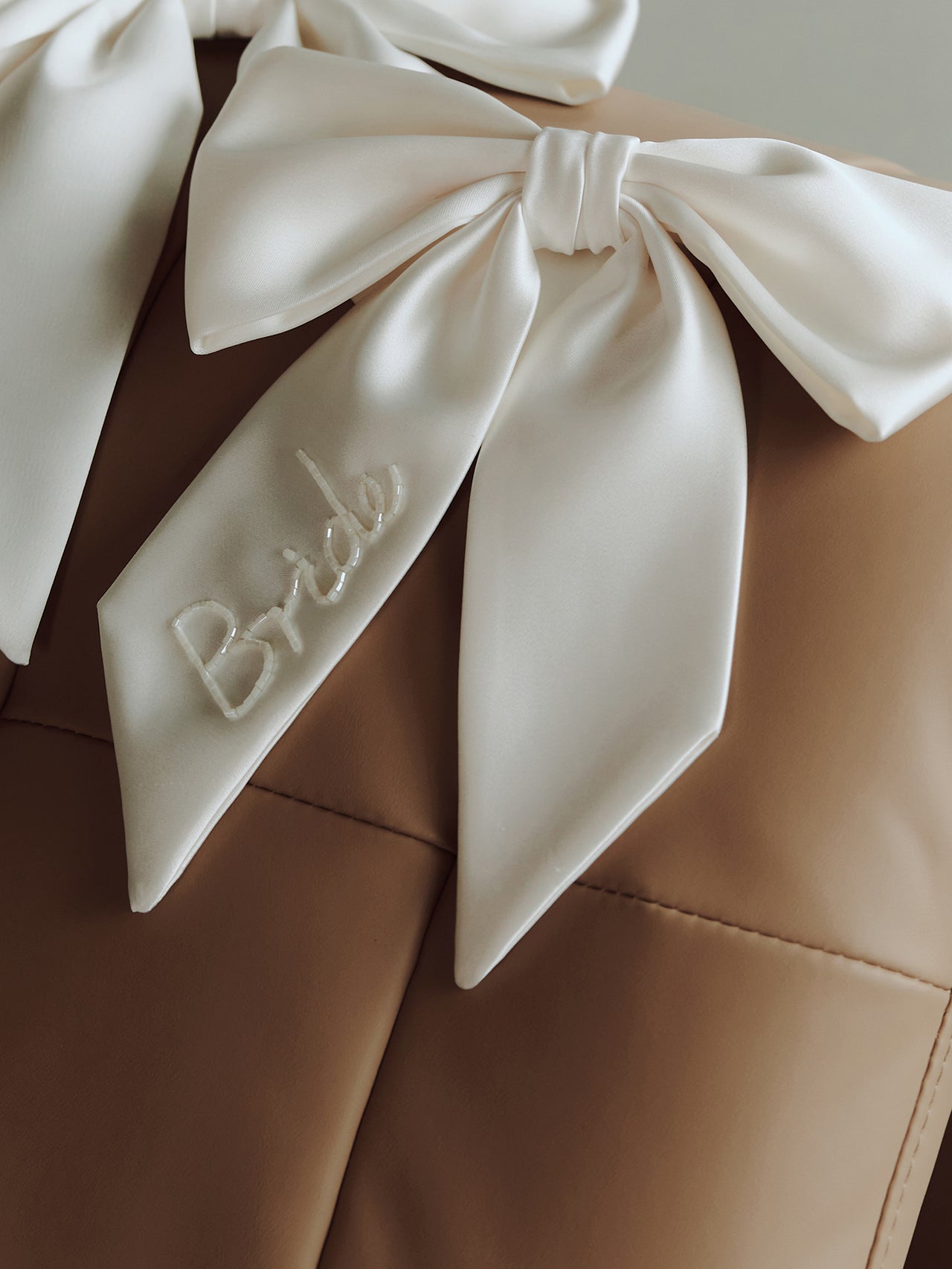 Personalized Hand Beaded Ivory Bridal Bow