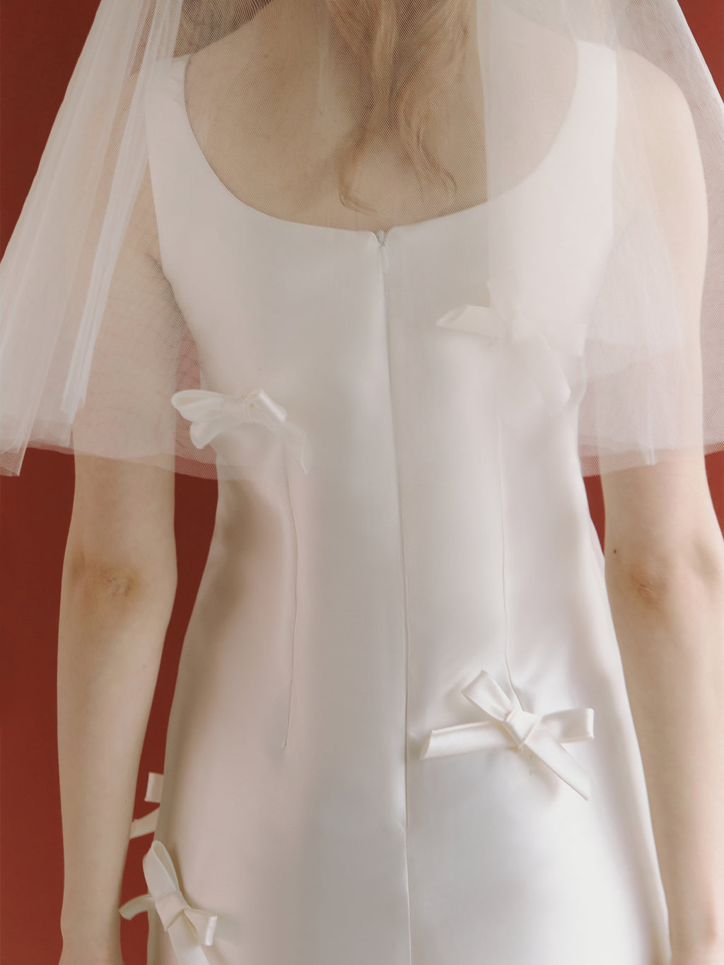Satin Short Wedding Dress with Bows