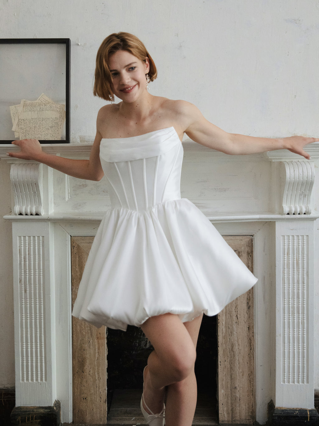 Corset Wedding Dress - Strapless Mini Bridal Dress