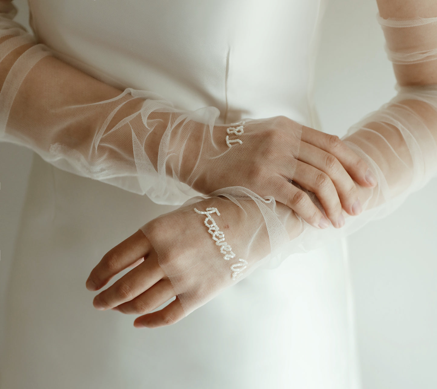 Personalized Fingerless Gloves Tulle Sleeves
