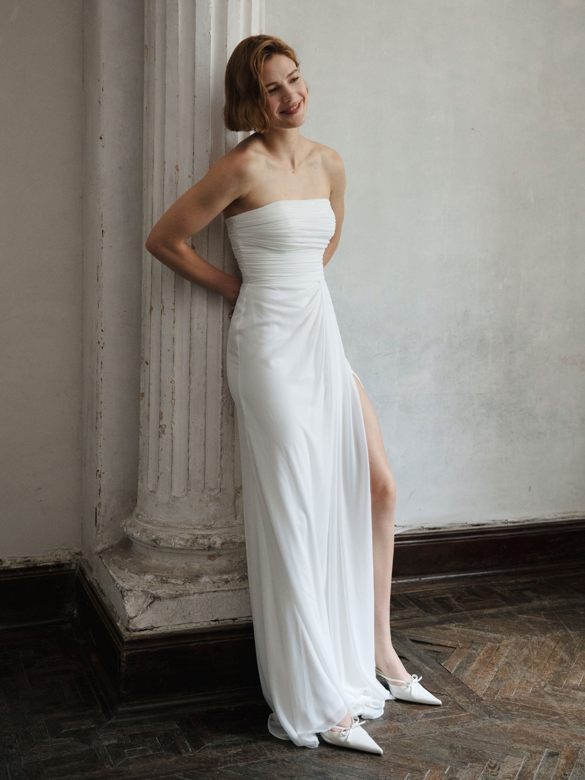 Strapless Modest Wedding Dress