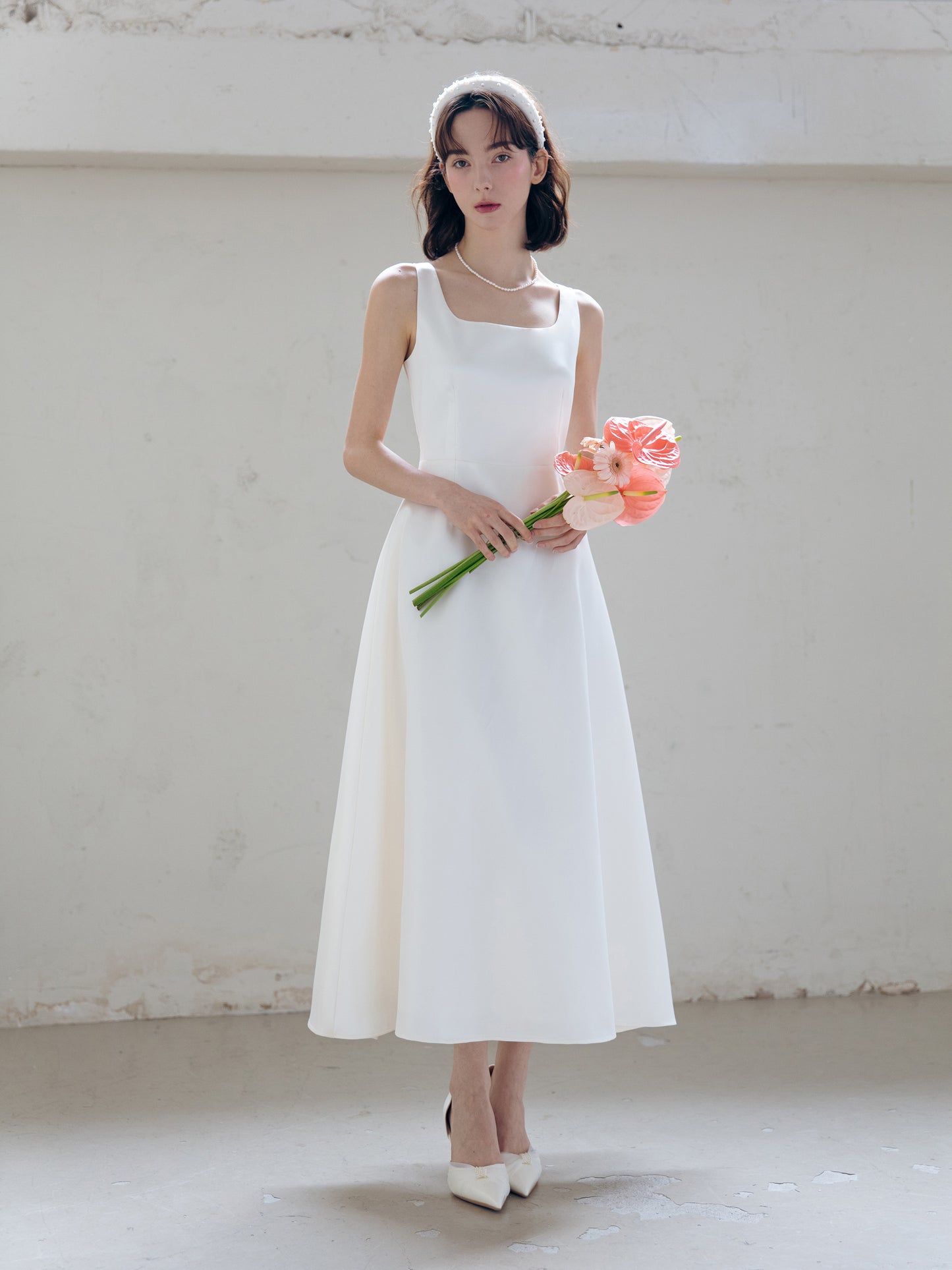 Satin Midi Wedding Dress