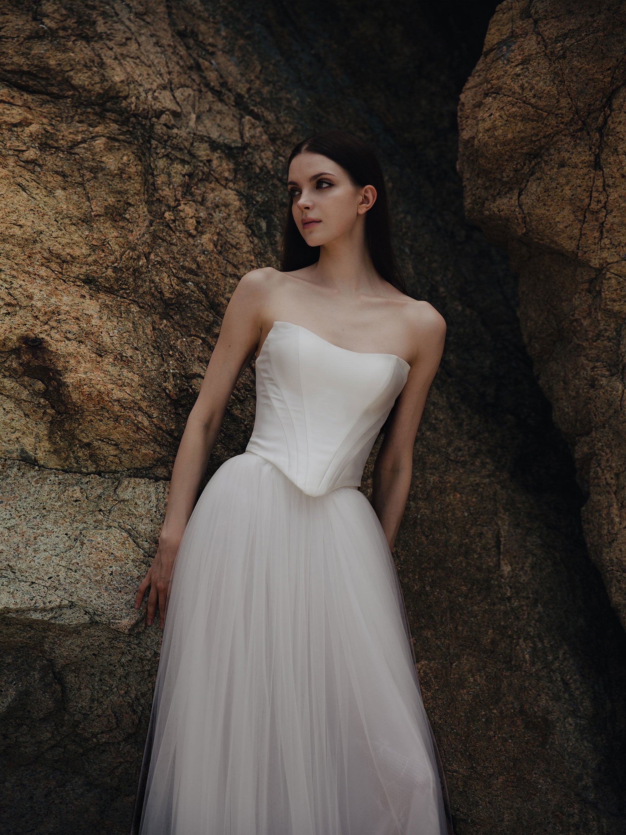 Tulle Skirt Two Piece Set - Corset Wedding Dress