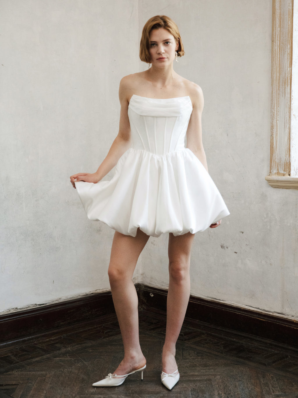 Corset Wedding Dress - Strapless Mini Bridal Dress