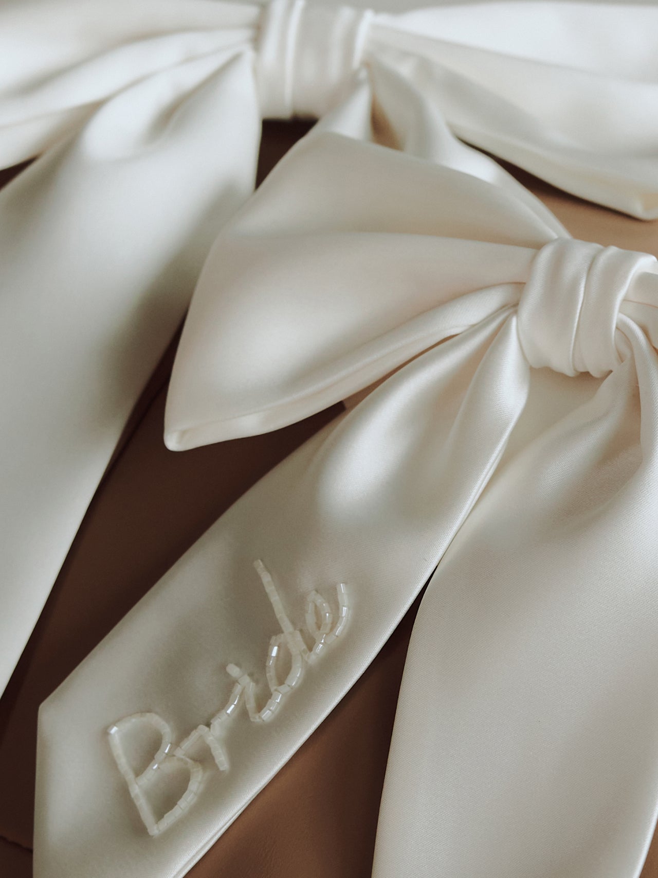 Personalized Hand Beaded Ivory Bridal Bow