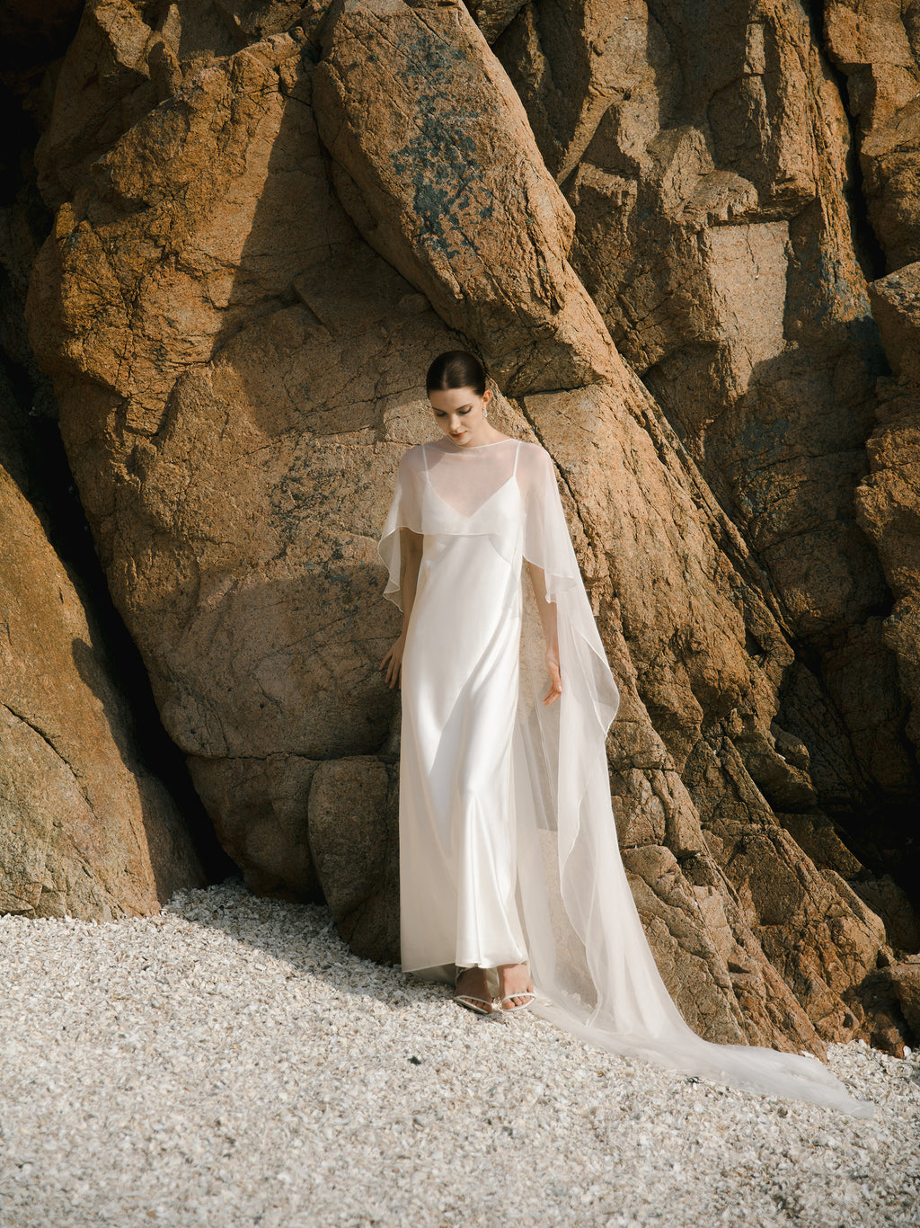 Crinkle Silk Bridal Cape Veil