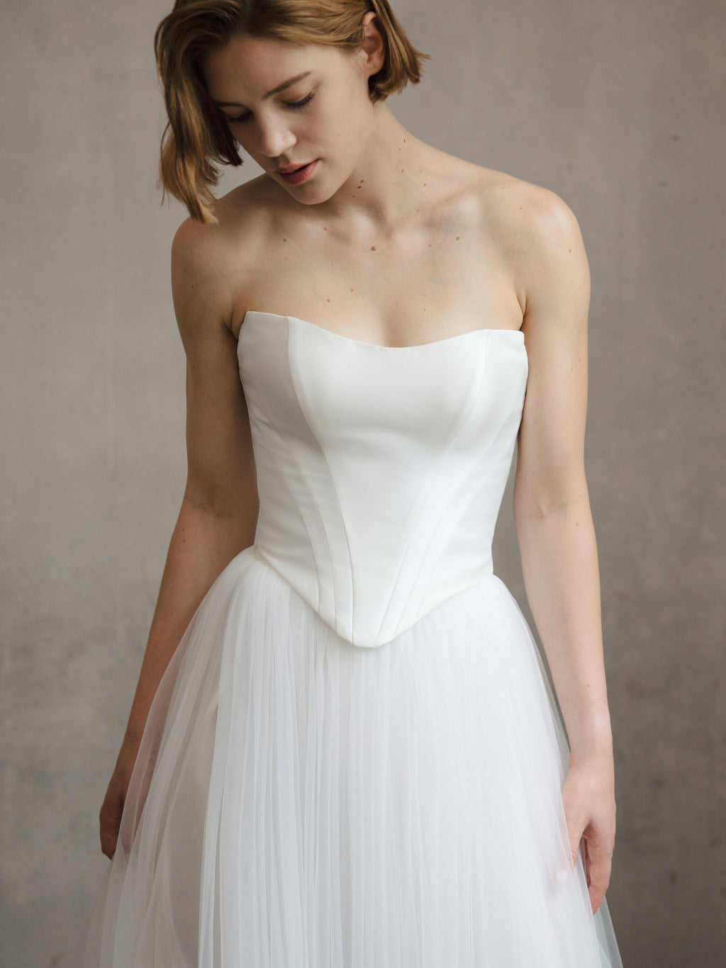 Tulle Skirt Two Piece Set - Corset Wedding Dress