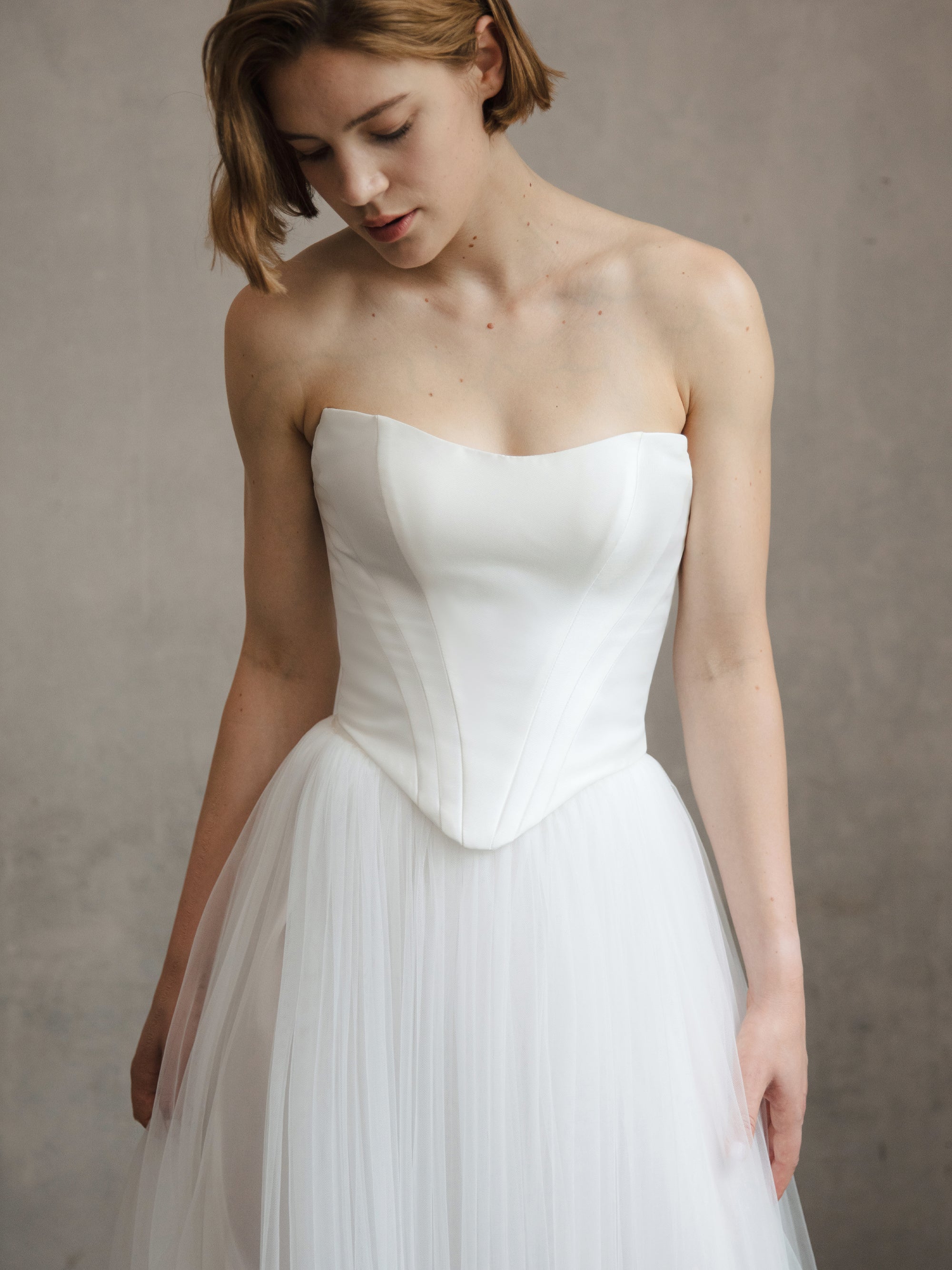Tulle Skirt Two Piece Set - Corset Wedding Dress