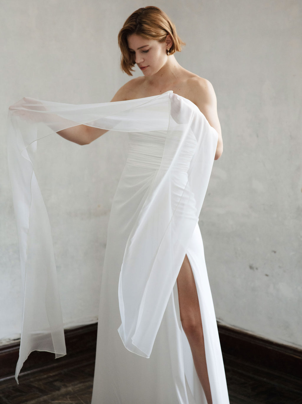 Strapless Modest Wedding Dress