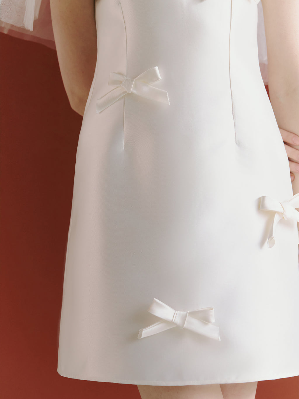 Satin Short Wedding Dress with Bows