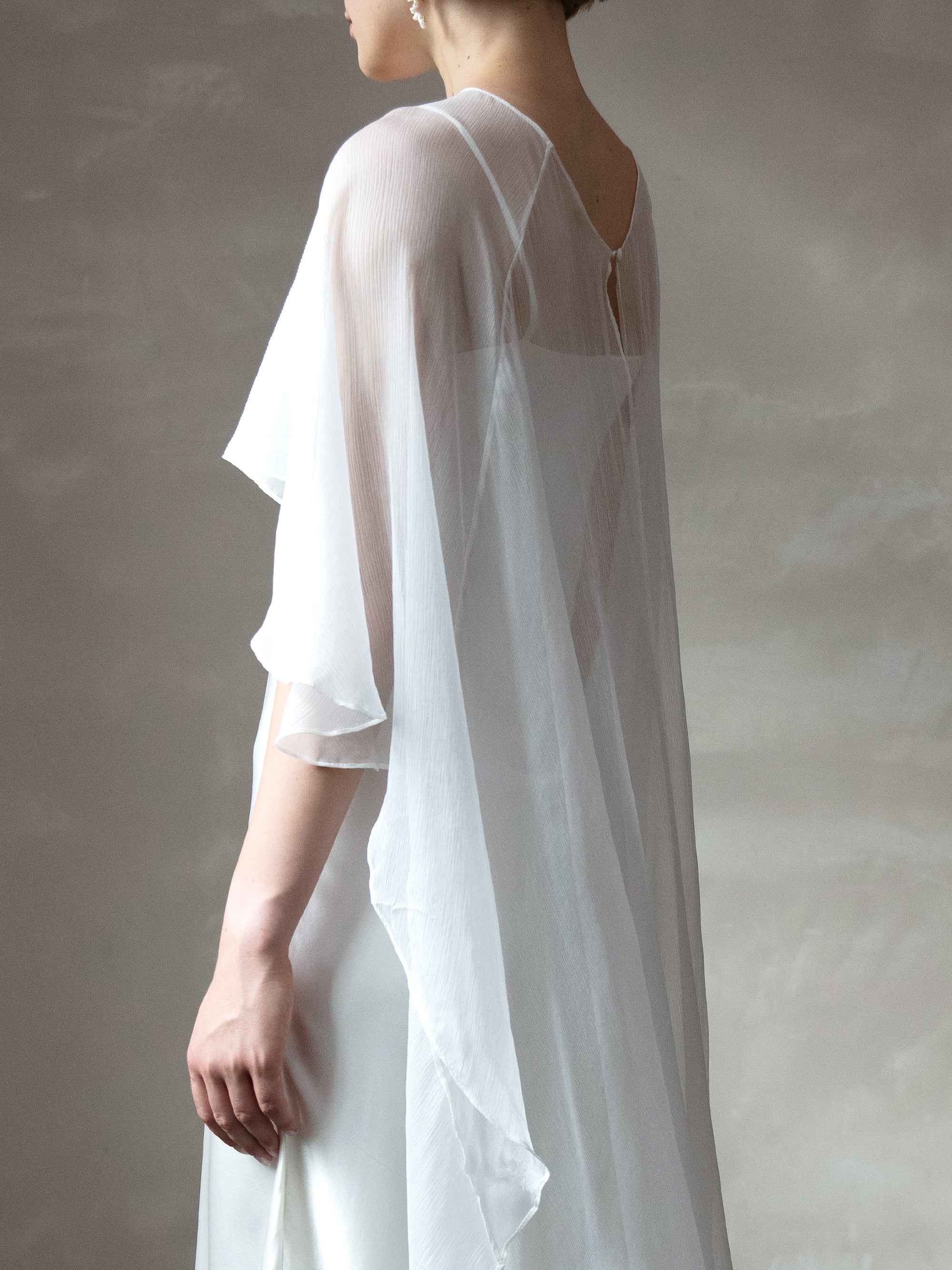Pure Silk Bridal Cape Veil - Crinkle Silk Bridal Scarf