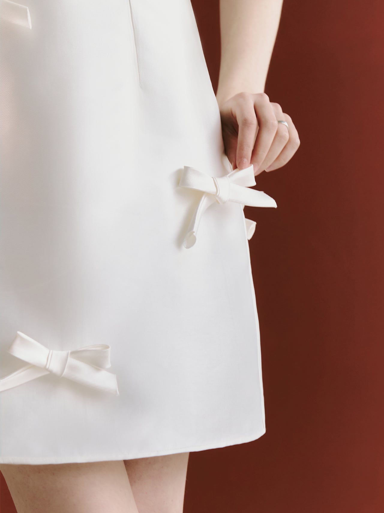 Satin Short Wedding Dress With Bow