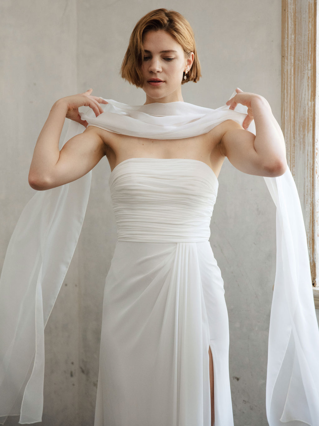 Strapless Modest Wedding Dress