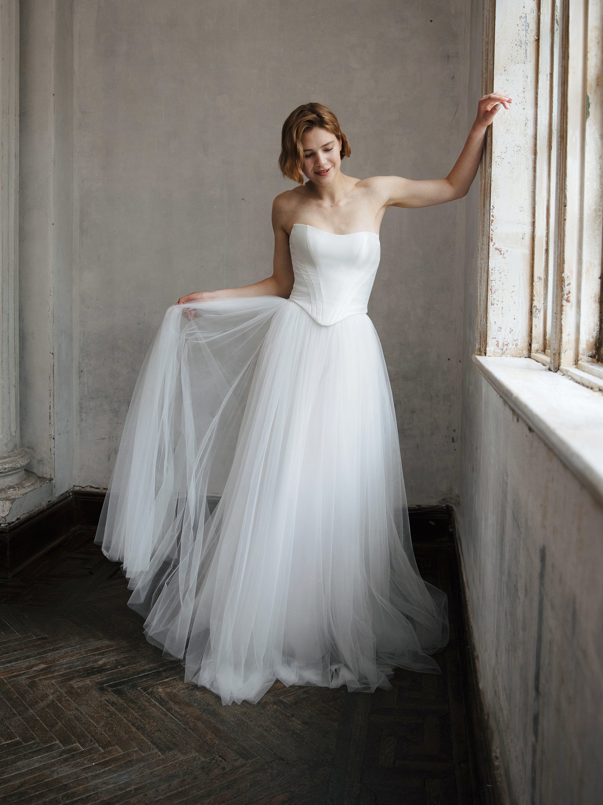 Tulle Skirt Two Piece Set - Corset Wedding Dress