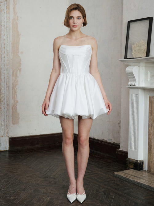 Corset Wedding Dress - Strapless Mini Bridal Dress