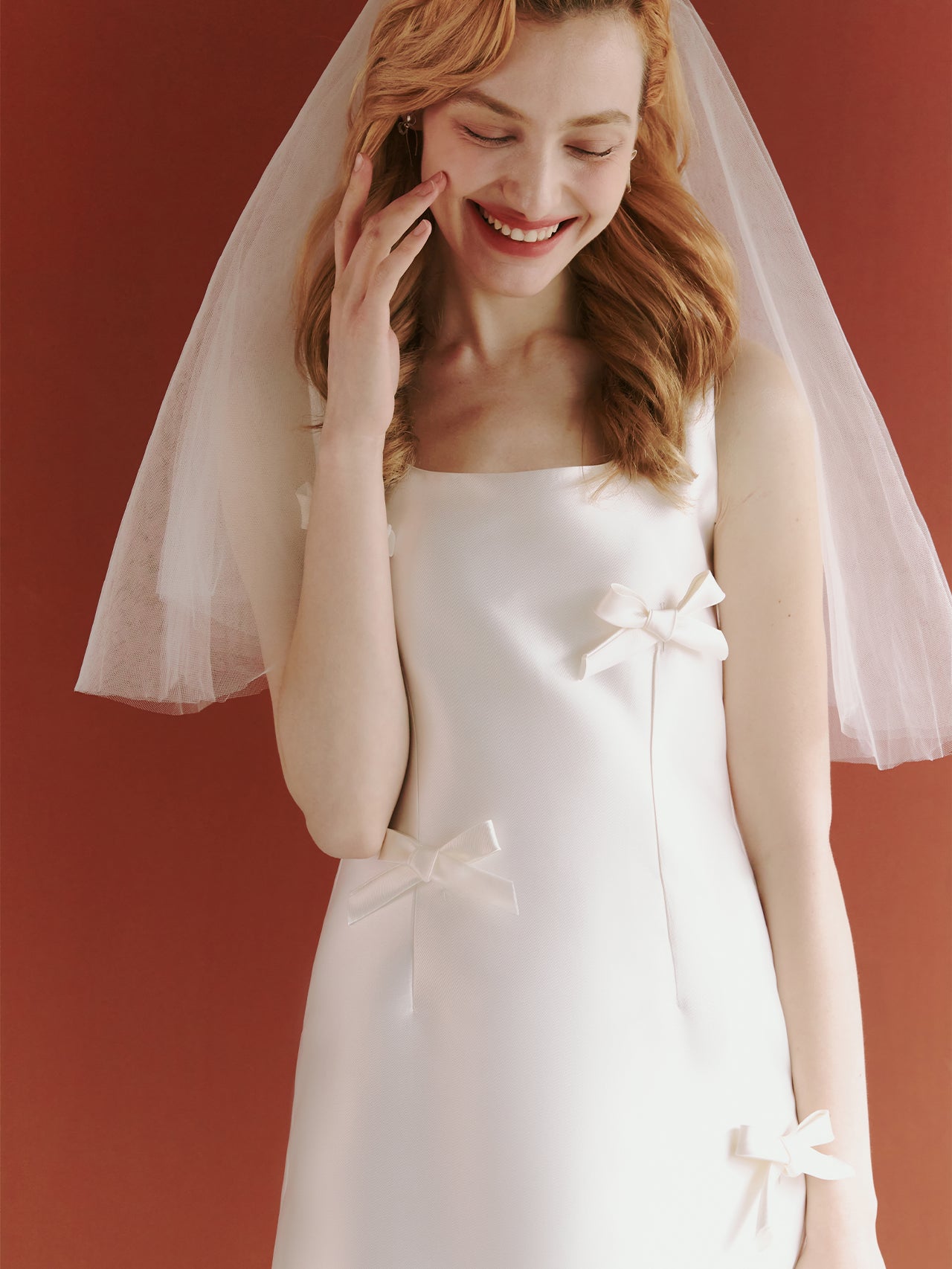 Satin Short Wedding Dress With Bow