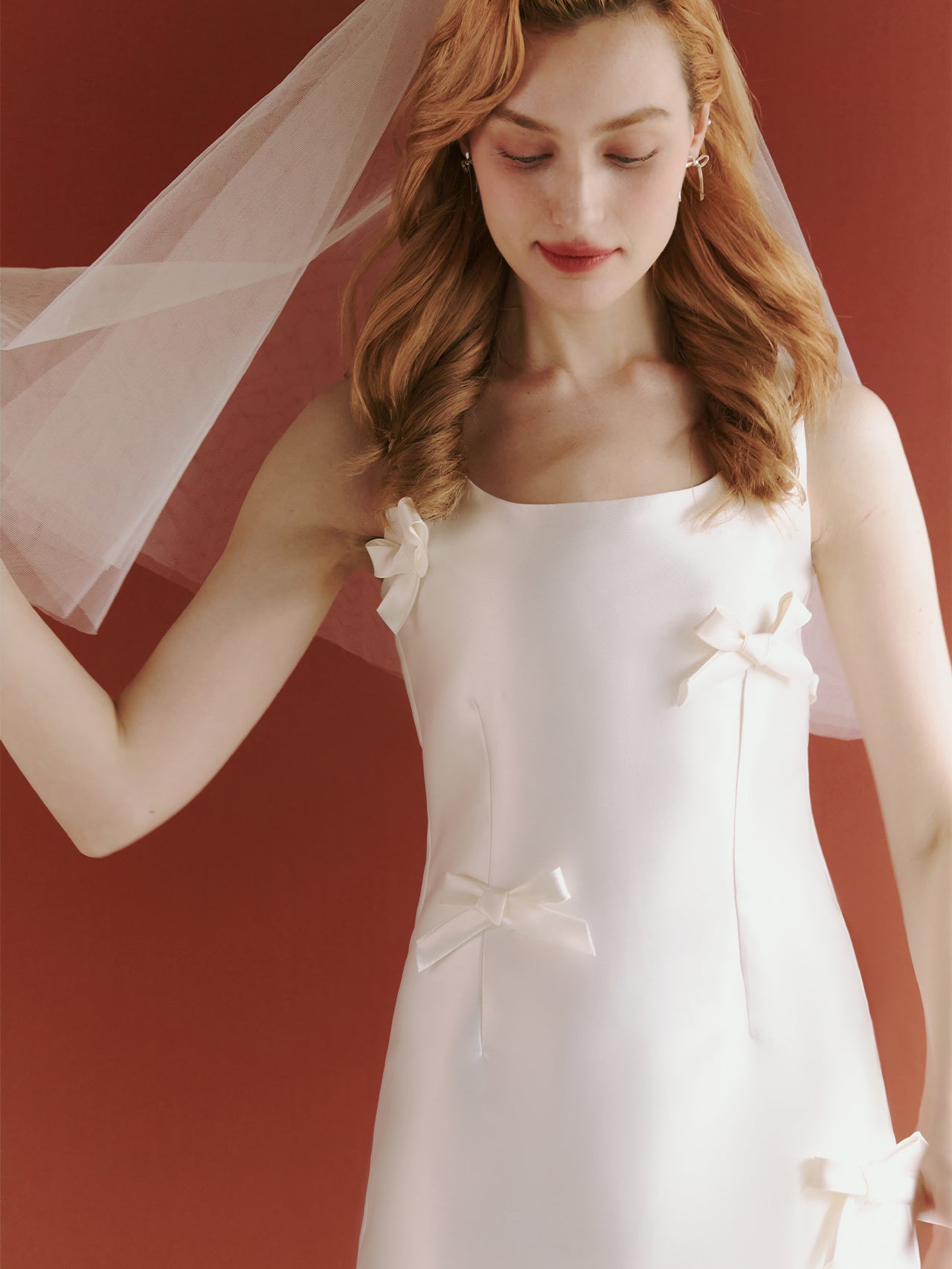 Satin Short Wedding Dress With Bow