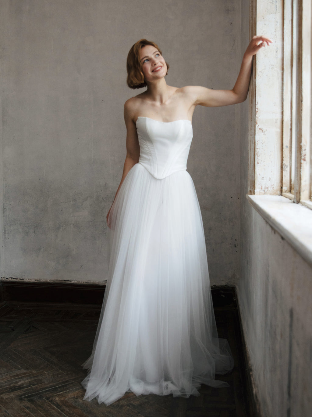 Tulle Skirt Two Piece Set - Corset Wedding Dress