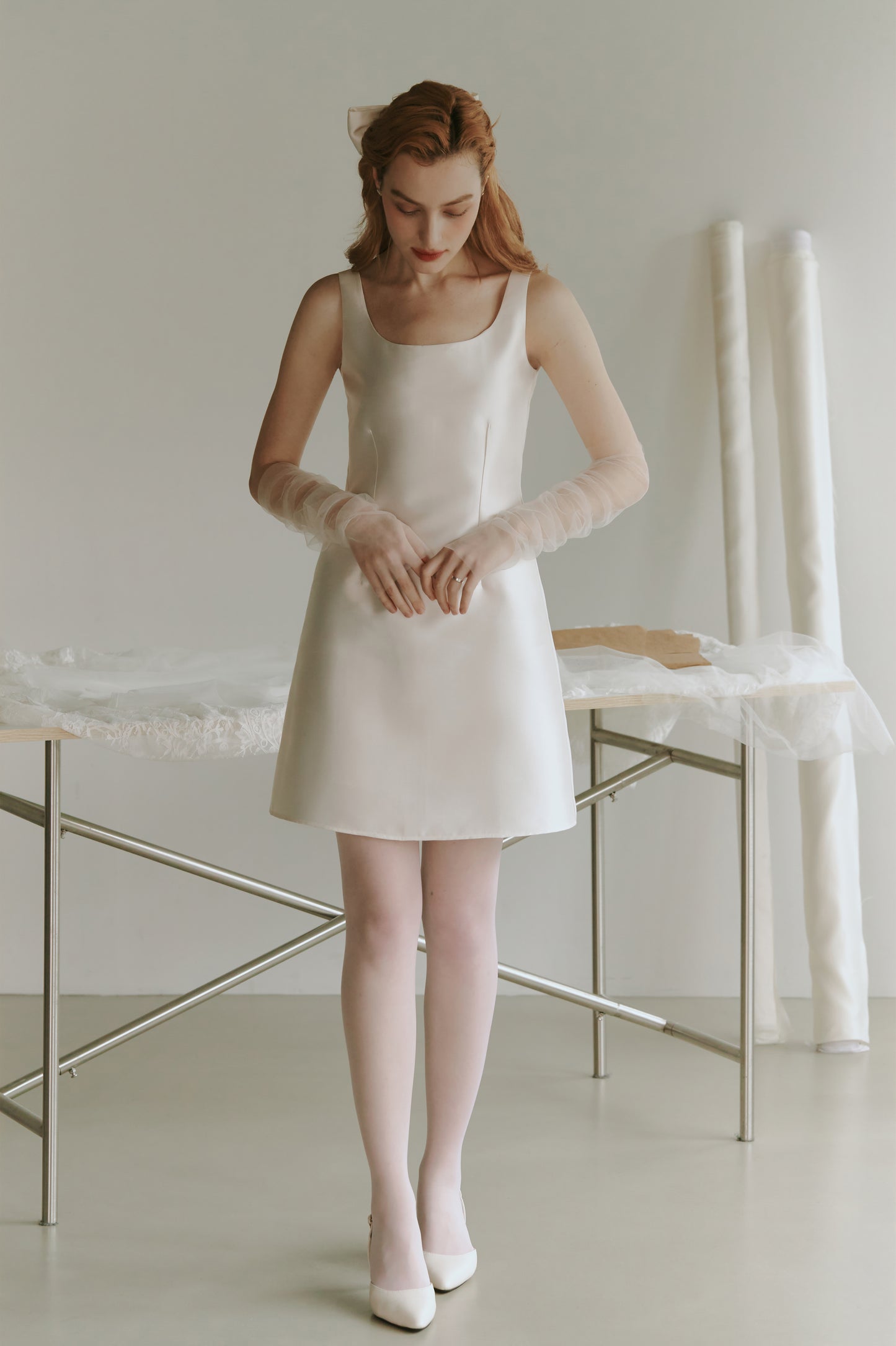 Mikado Satin Short Wedding Dress