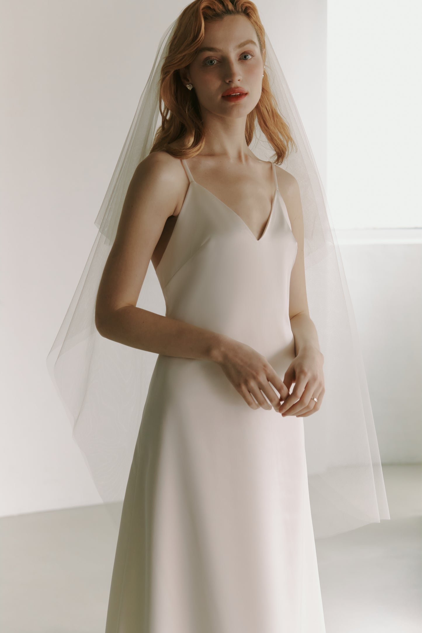 Silky Satin Slip Gown Modest Wedding Dress