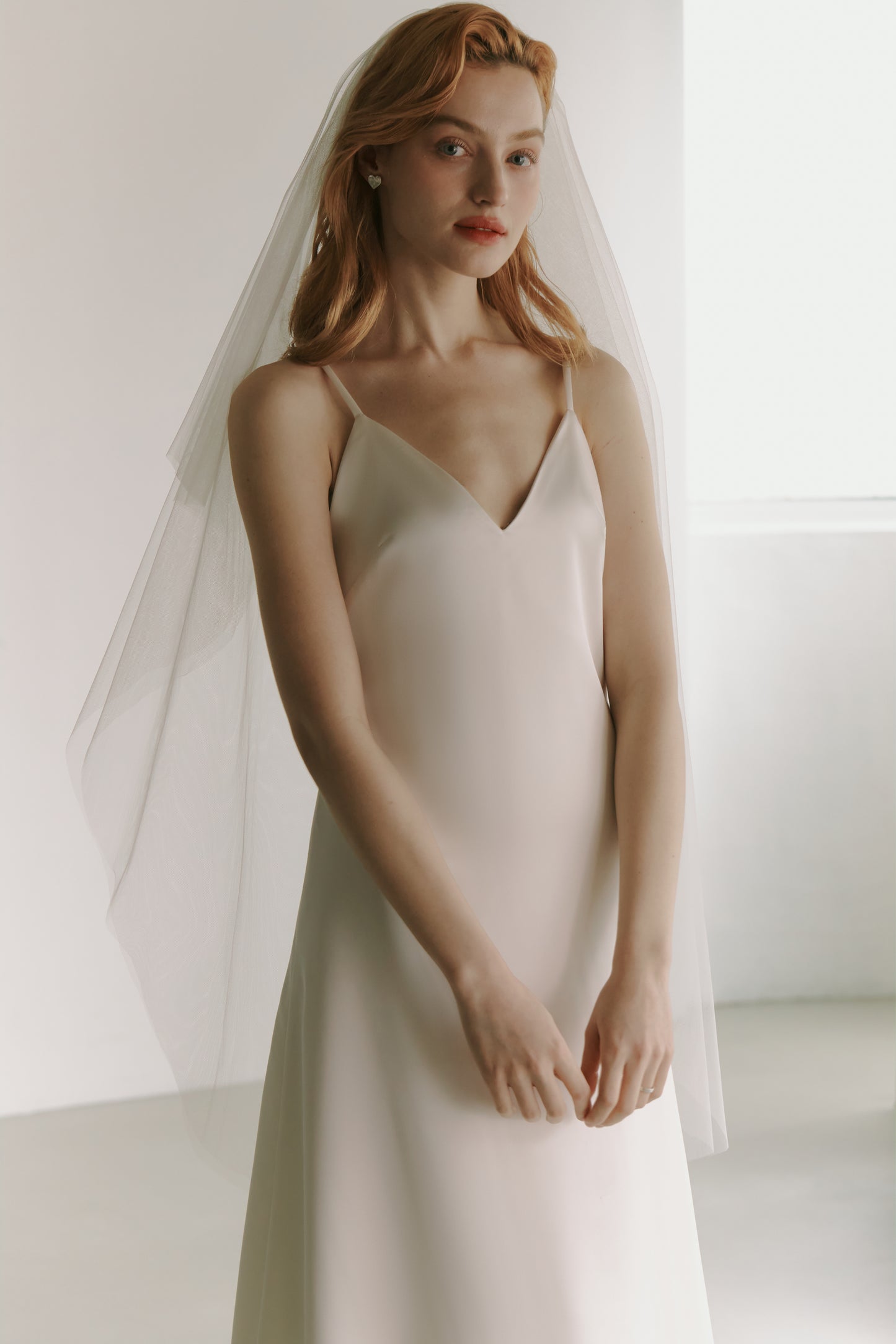 Silky Satin Slip Gown Modest Wedding Dress