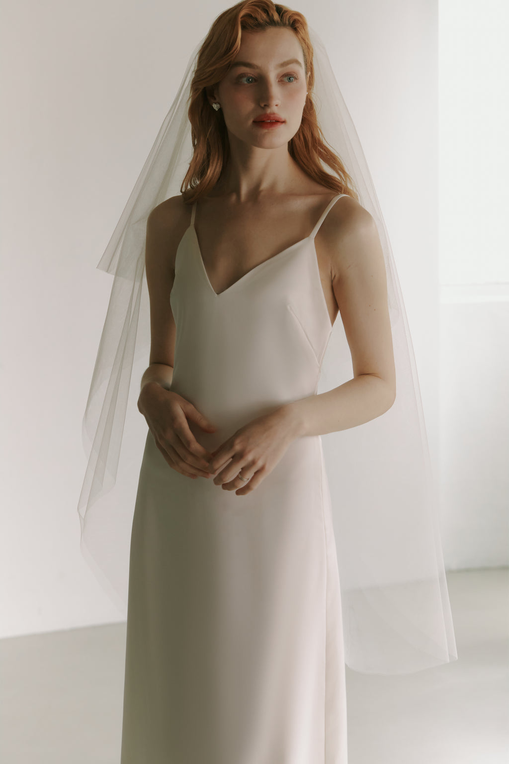 Silky Satin Slip Gown Modest Wedding Dress
