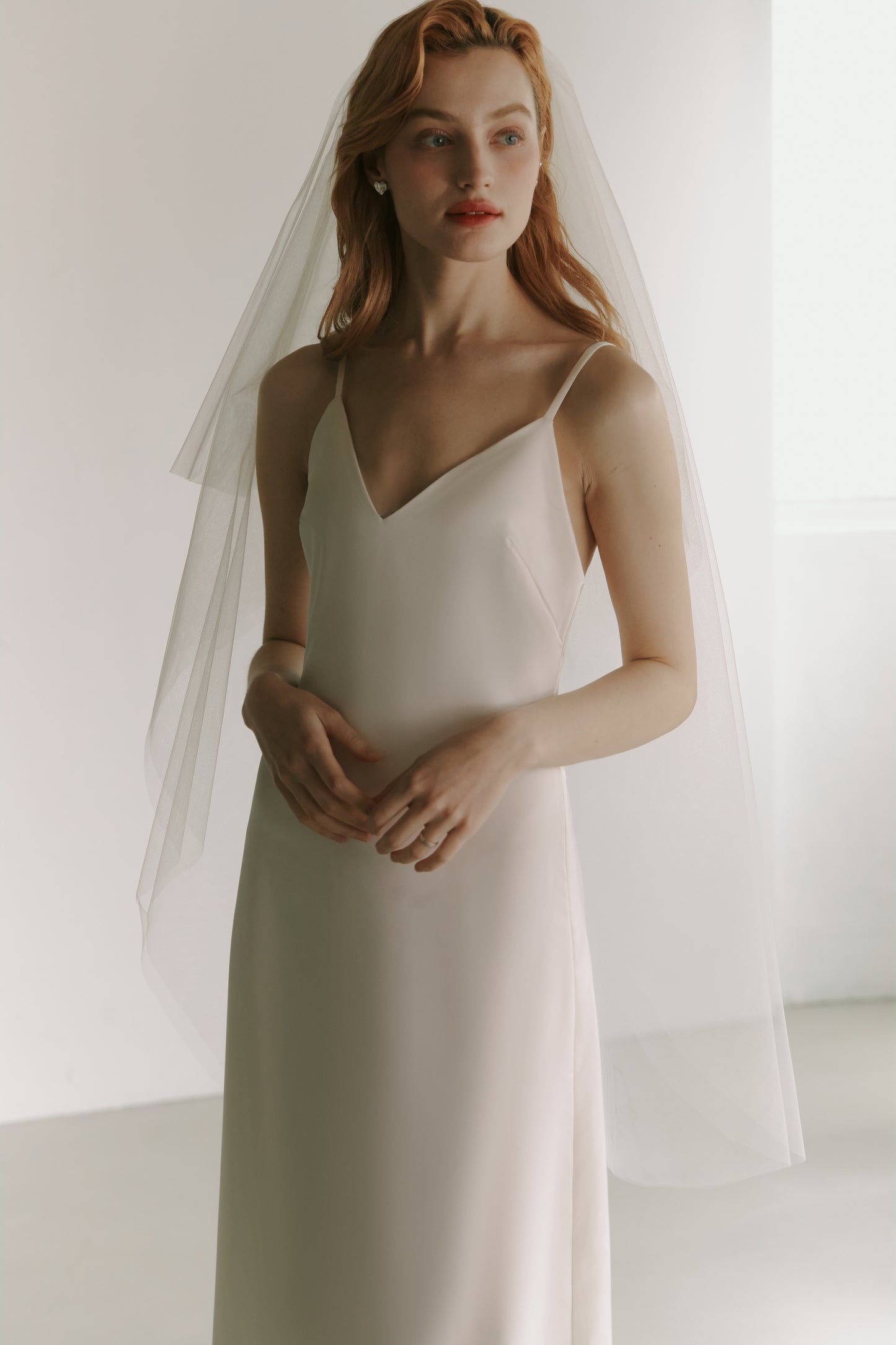 Silky Satin Slip Gown Modest Wedding Dress