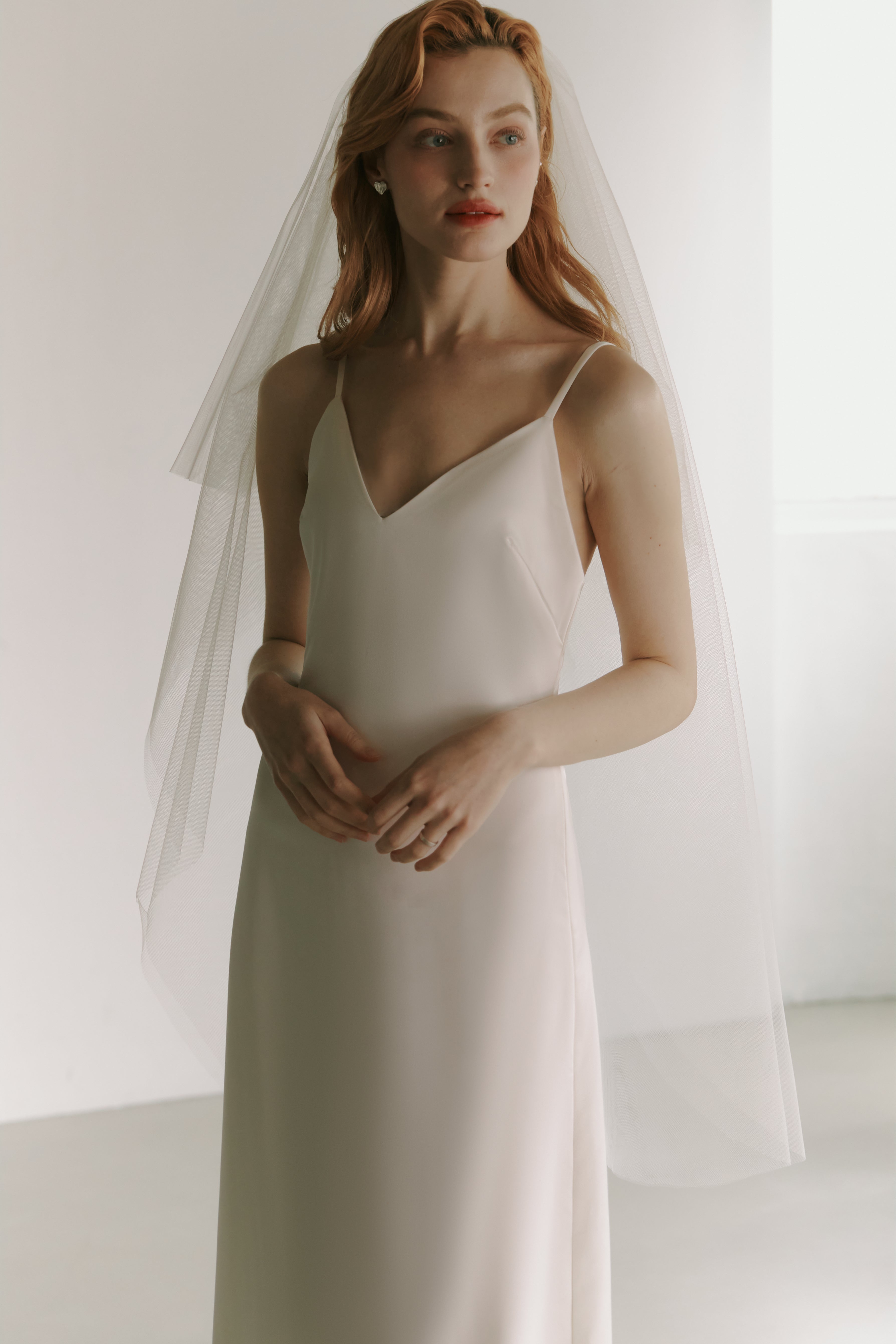 Silky Satin Slip Gown Modest Wedding Dress