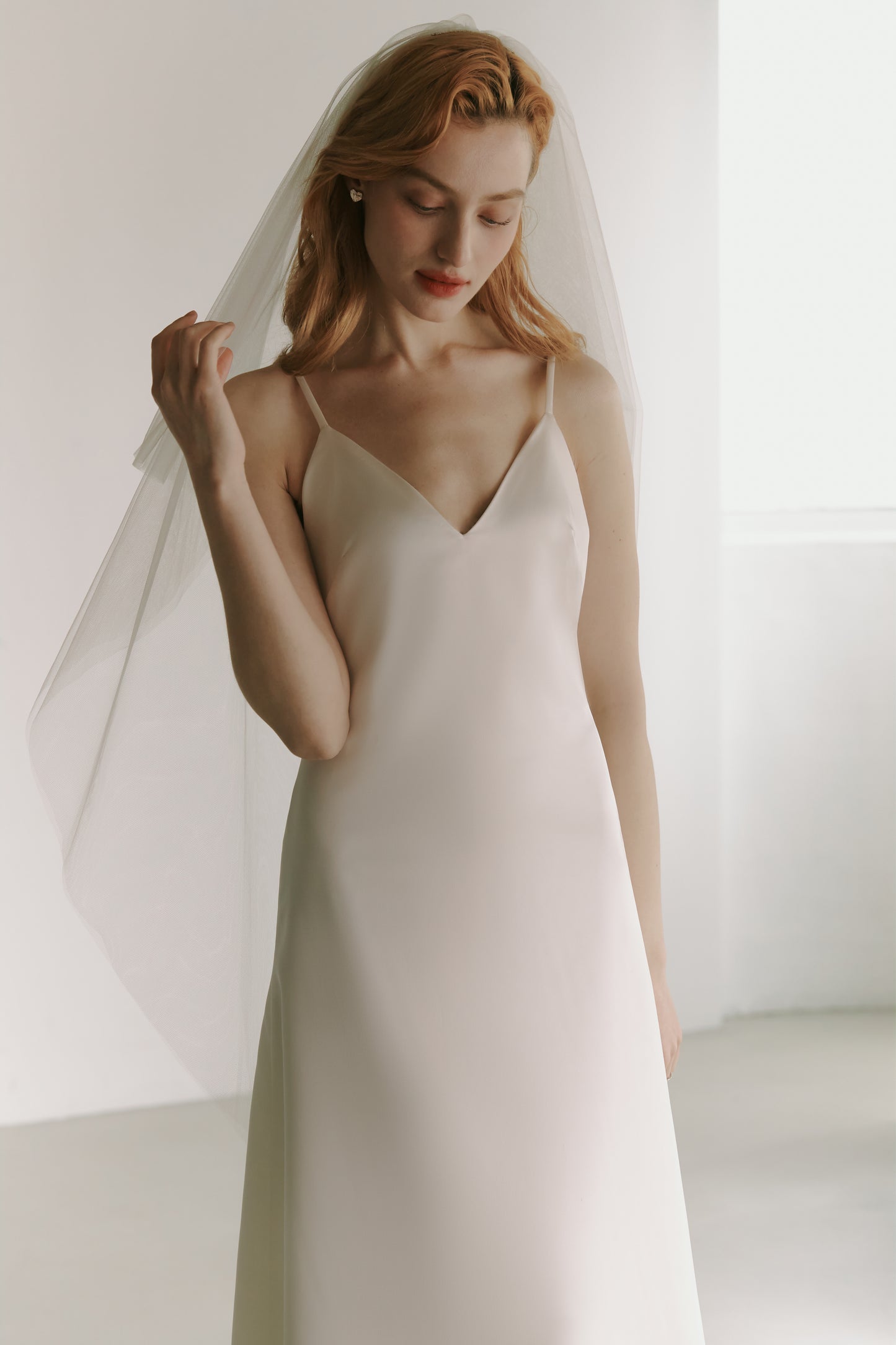 Silky Satin Slip Gown Modest Wedding Dress