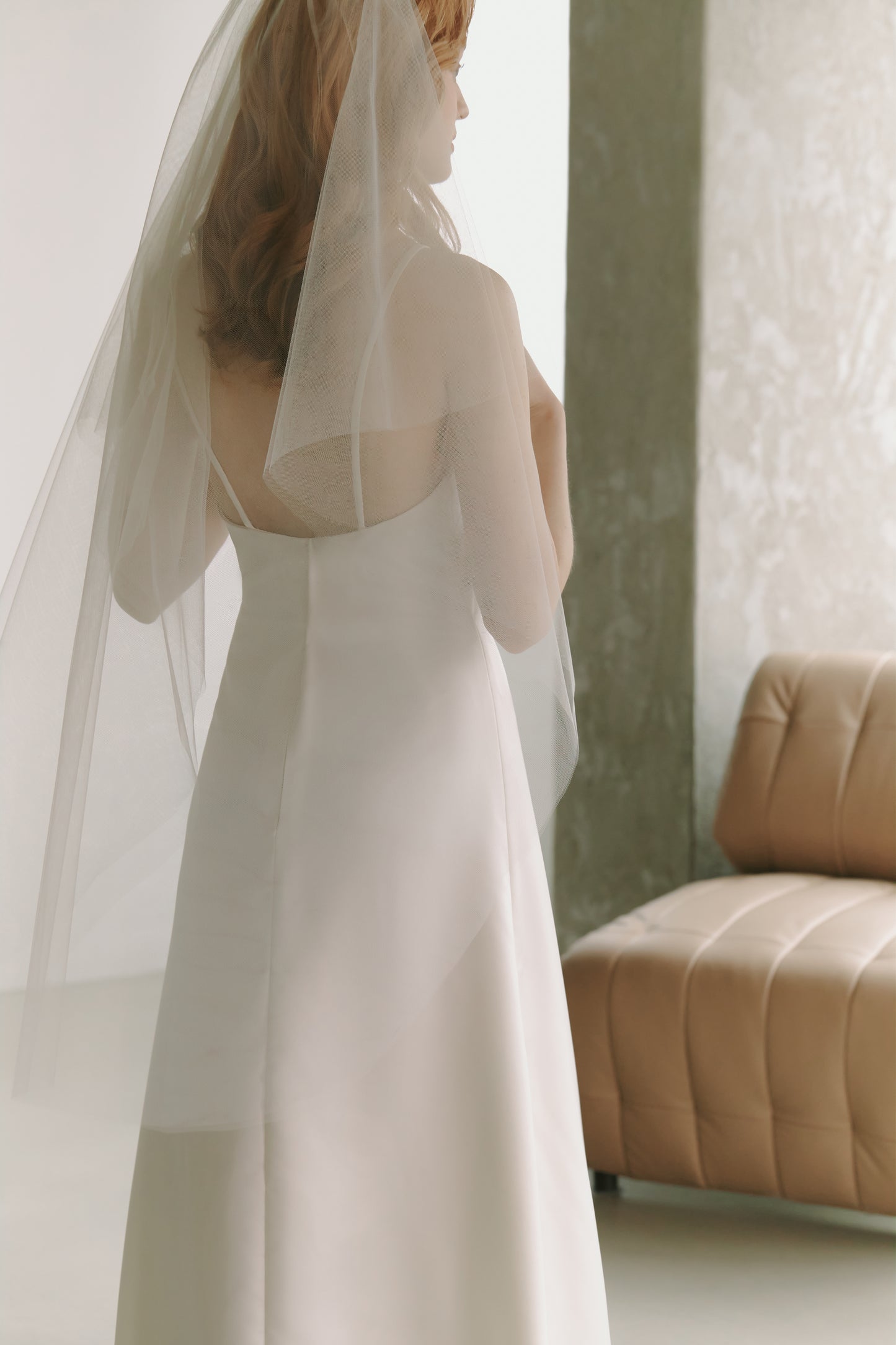 Silky Satin Slip Gown Modest Wedding Dress