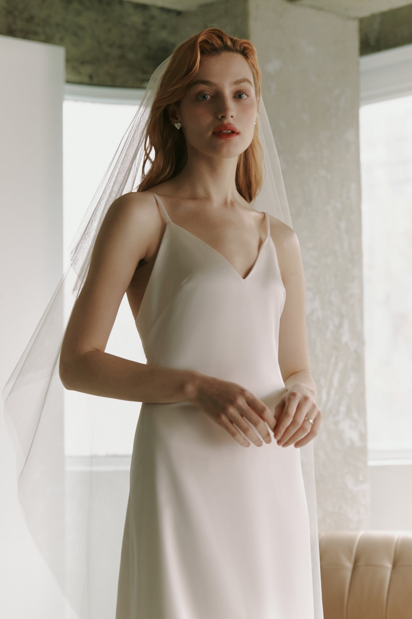 Silky Satin Slip Gown Modest Wedding Dress