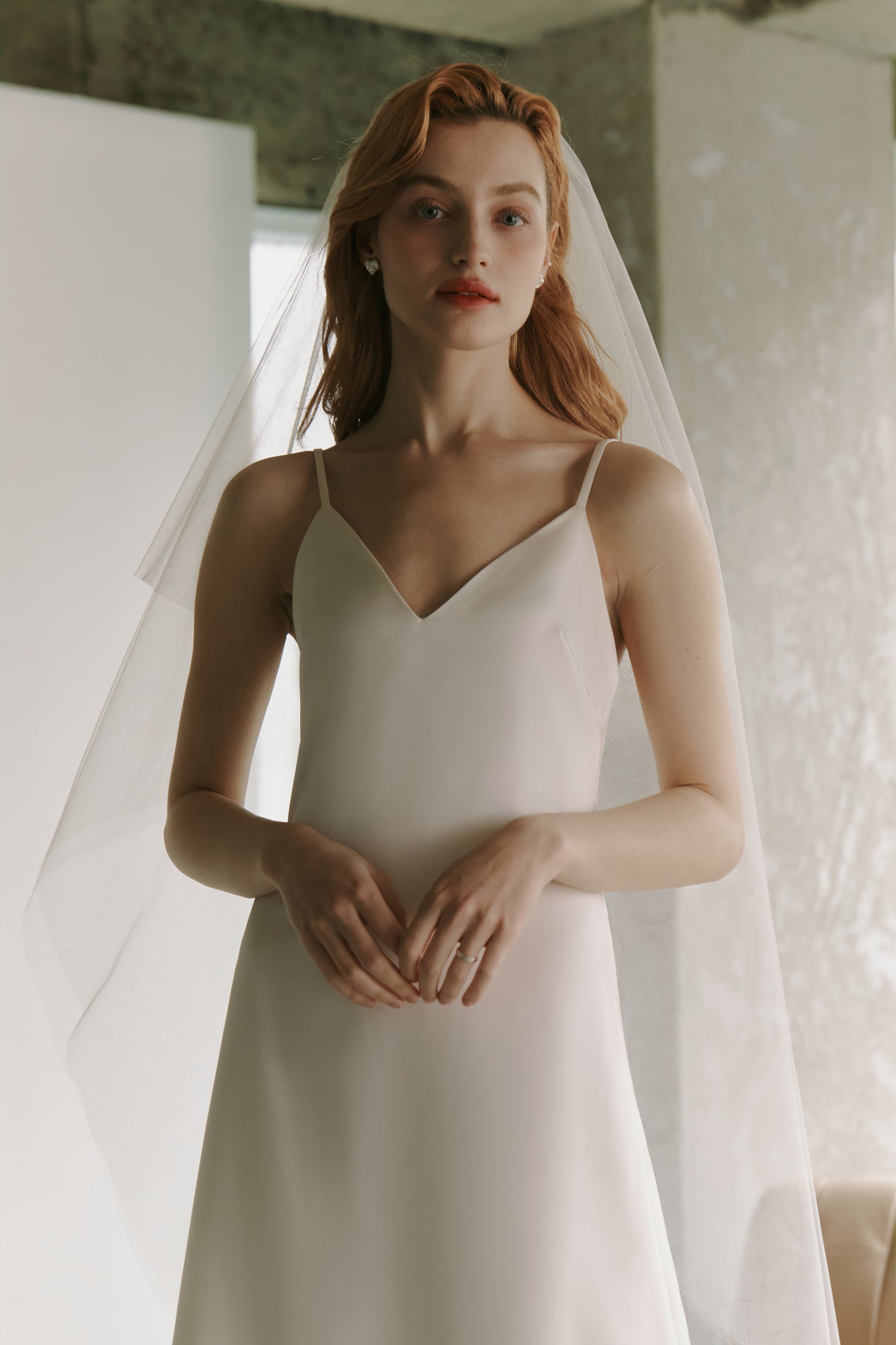Silky Satin Slip Gown Modest Wedding Dress