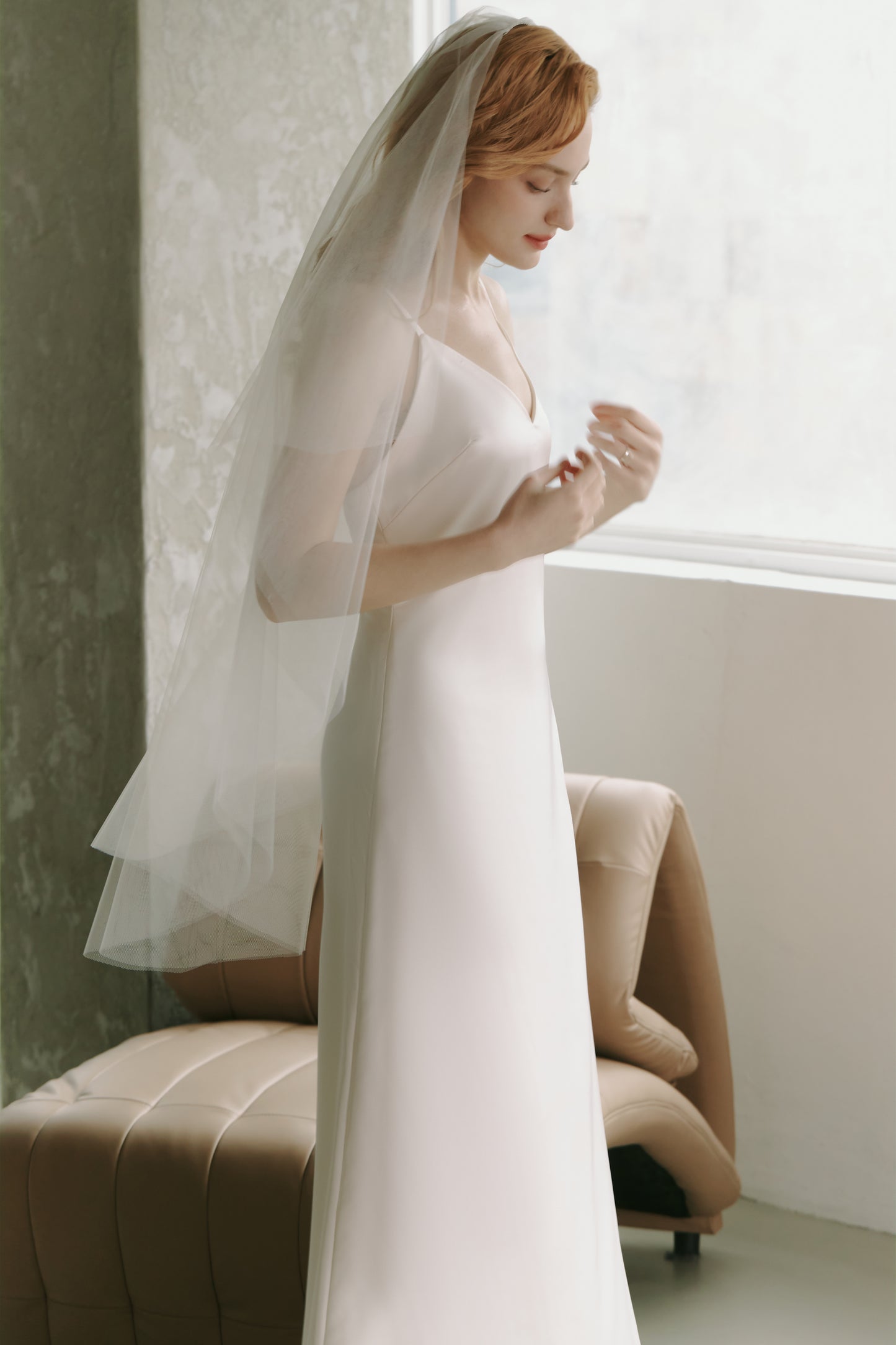 Silky Satin Slip Gown Modest Wedding Dress
