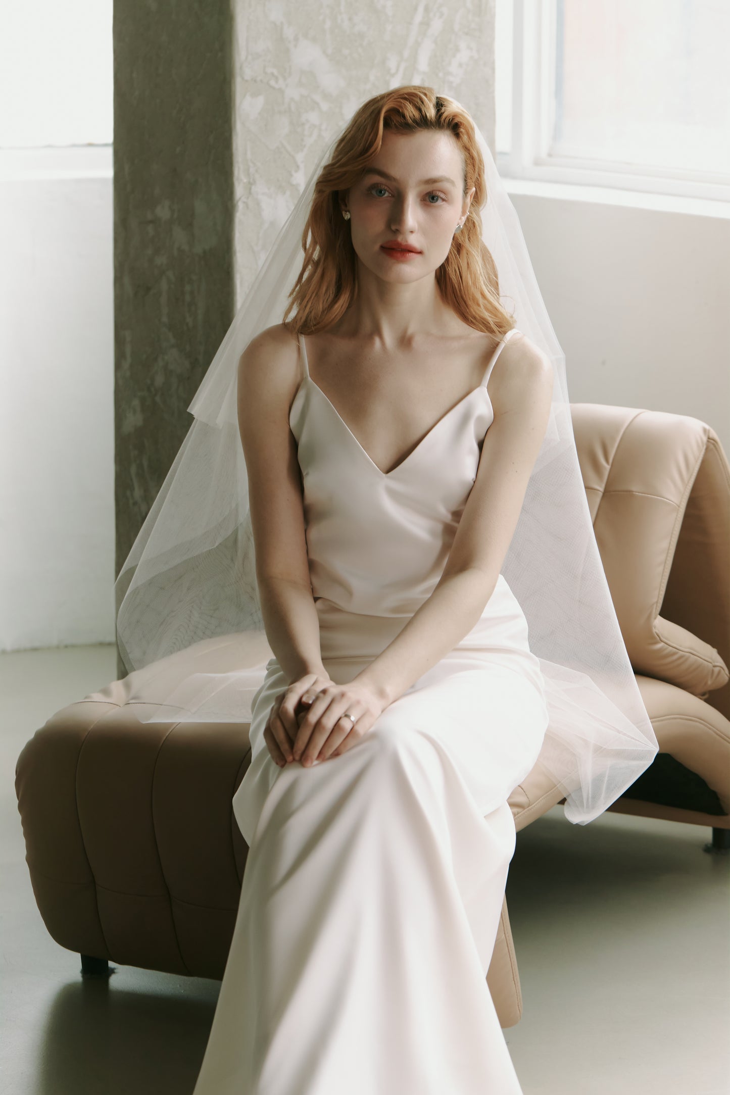 Silky Satin Slip Gown Modest Wedding Dress