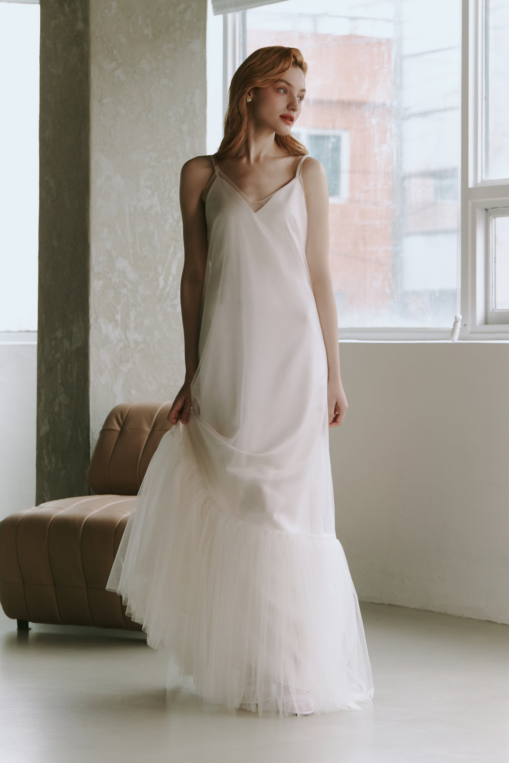 Elegant Tulle Slip Wedding Dress