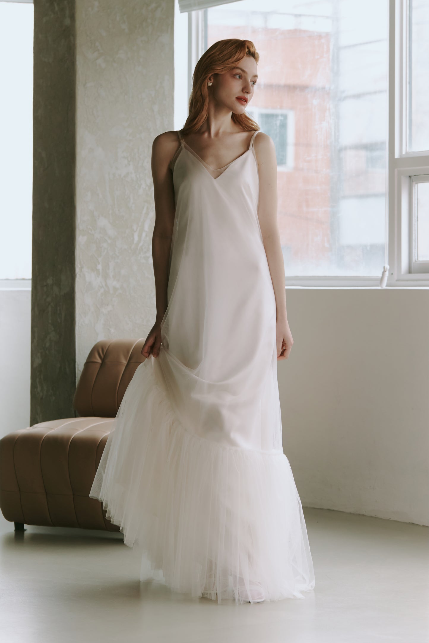 Elegant Tulle Slip Wedding Dress