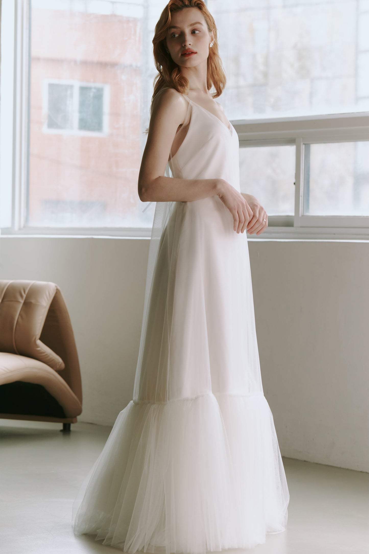 Elegant Tulle Slip Wedding Dress
