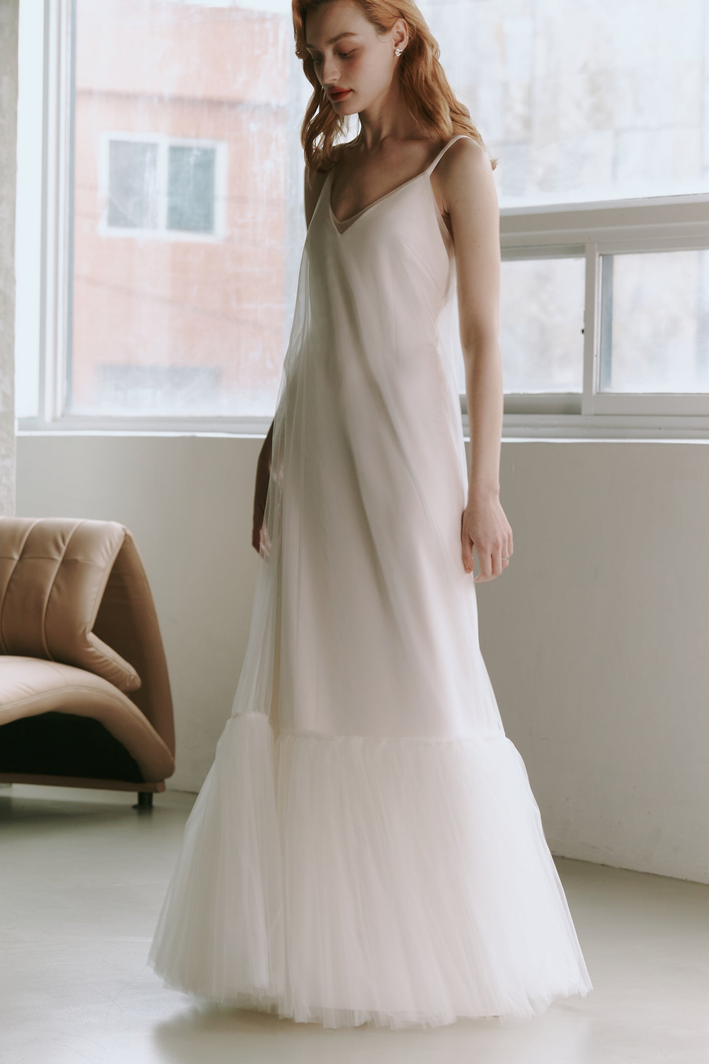 Elegant Tulle Slip Wedding Dress